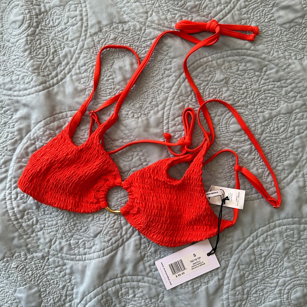 WeWoreWhat Two Tie Red Bikini Top